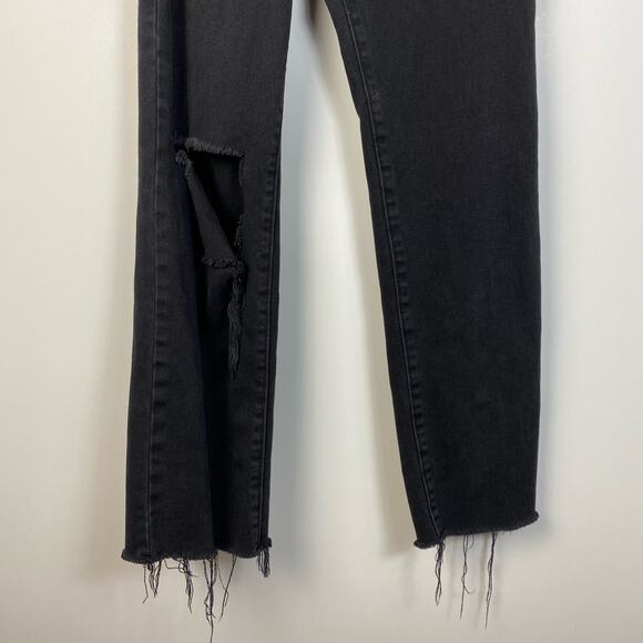 Superdown Black Distressed High Waisted Straight Jeans Size 27 - Picture 3 of 10
